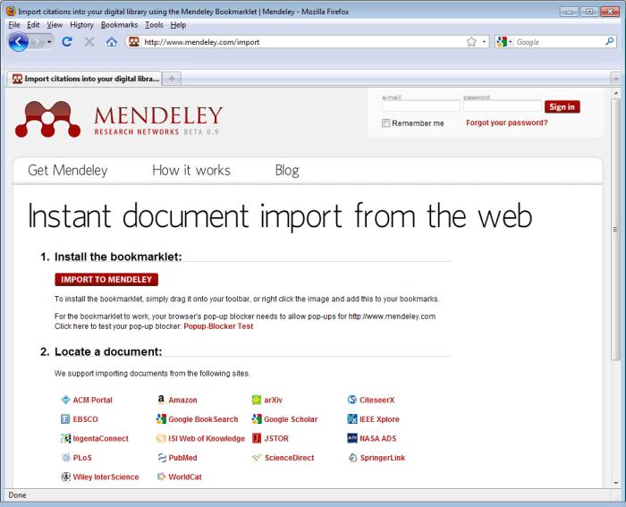 Web Importer www.mendeley.