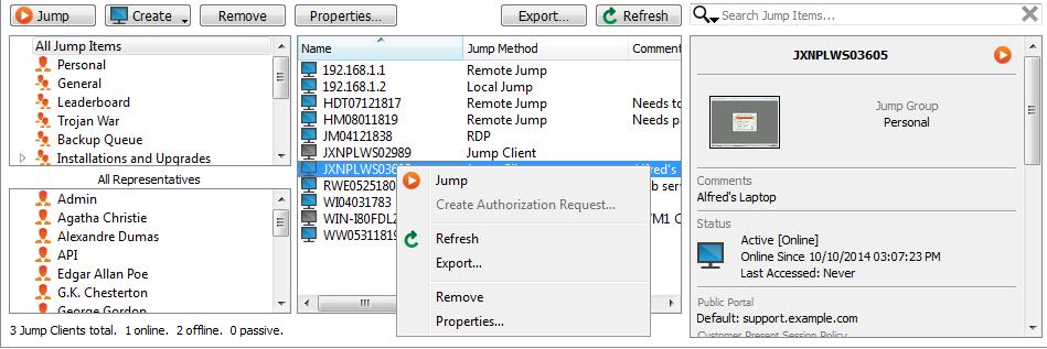Jump Arayüzü: Uzaktaki Sistemlere Teknik Destek Sağlamak için Jump Öğelerini Kullanma Bomgar Jump teknolojisi sayesinde, ayrıcalıklı kullanıcılar uzaktaki katılımsız bir sisteme bağlanıp, son