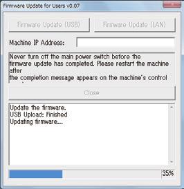 USB bağlantılarında [Firmware Update (USB)] (Windows) veya [F/W Update (USB)] (OS X) üzerine tıklayın.