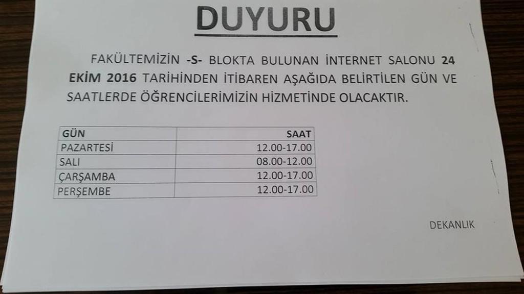 İnternet Merkezi ve Bilgisayar Sınıfı Fakultemizde ogrencilere yonelik bir bilgisayar sinifimiz vardi ancak sadece bilgisayar dersinde hizmete aciliyordu.