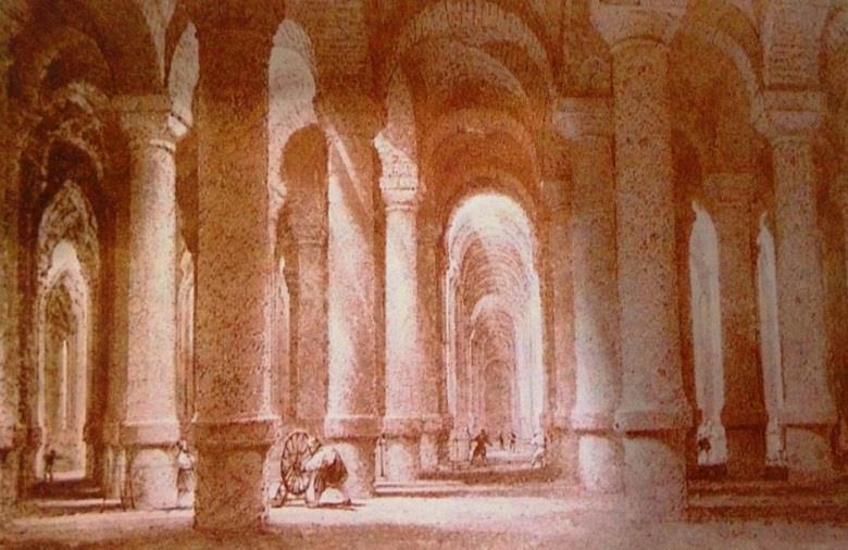18 Fotoğraf no 3: Thomas Allom un çizgileriyle Yerebatan Sarnıcı nda Tel Çeken Simkeşler (19. yüzyıl) (Barışta, 1999: 13).