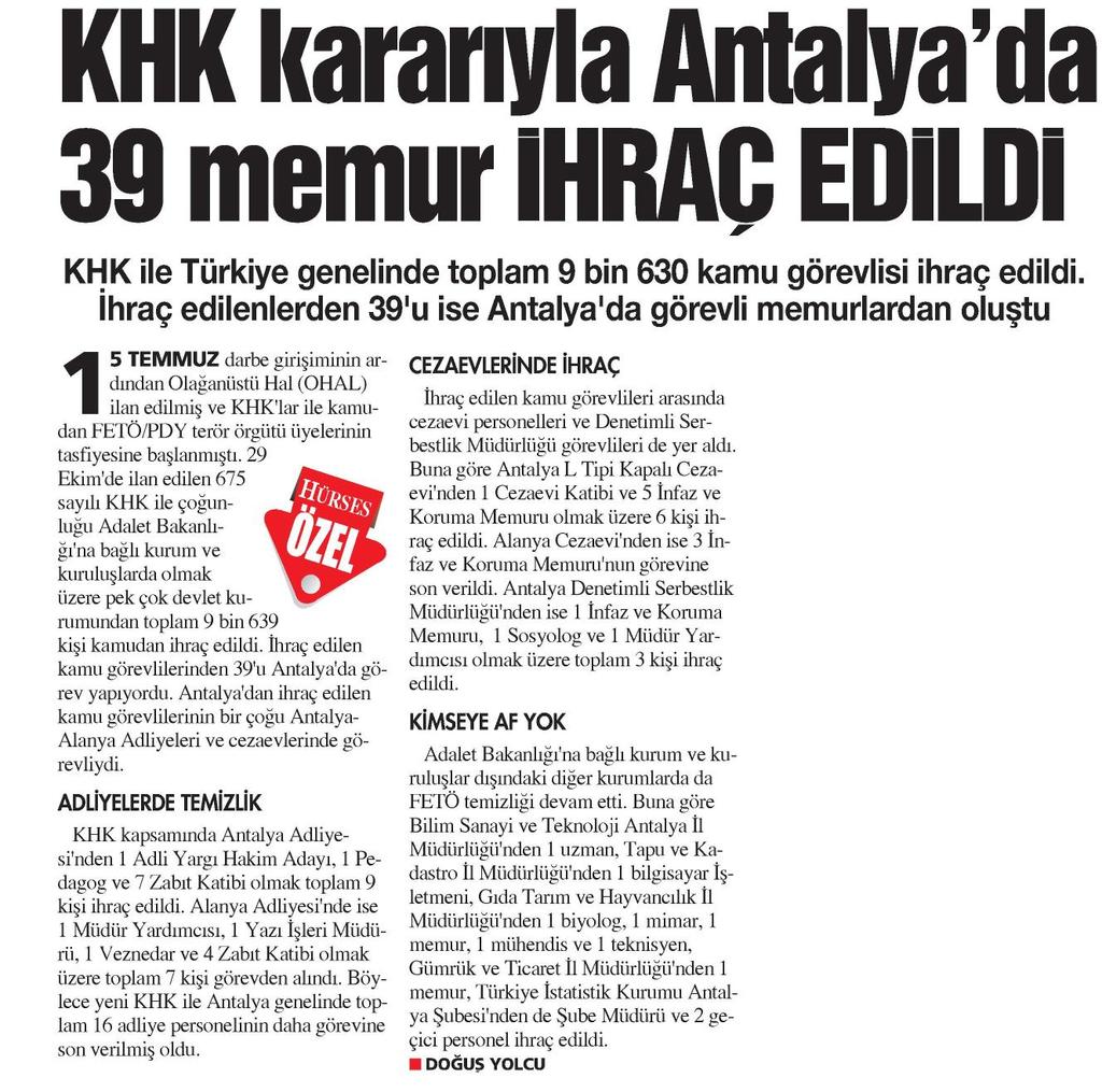 HÜRSES ANTALYA Tarih : 31.