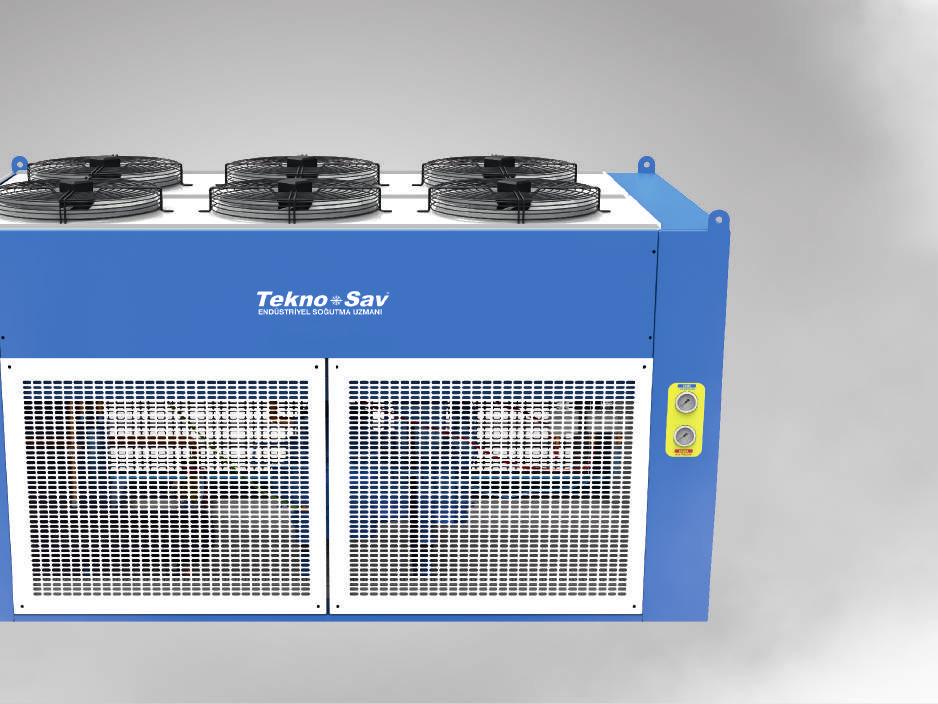 Industrielle Kühllager Anlagen Galvanisch verzinkte Bleche - Luftgekühlte Kondensatoren - Sämtliche Ventilator sind mit Hochef ziente Außenläufermotoren