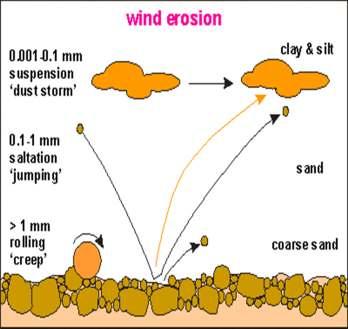 RÜZGAR EROZYONU Rüzgâr erozyonu toprakların rüzgâr kuvveti ile aşındırılıp