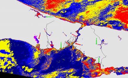 2000 tarihli IRS LISS uydu verisi ile İstanbul un tüm su alanları`nın kontrolsüz sınıflandırma yöntemine göre oluşturulmuş su kalitesi görüntüsü Şekil 3.