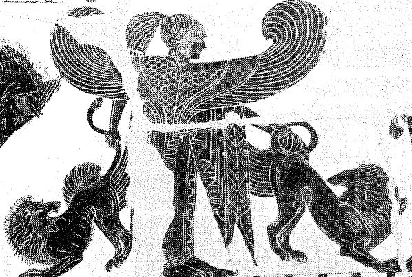 tanrıça ve  aslanlar Figür