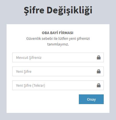 Sisteme ilk girişiniz ise güvenlik gereği 123456 olan şifrenizi değiştirmeniz istenecektir.