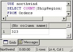 Örnek: SELECT COUNT(ShipRegion) FROM Orders COUNT DISTINCT DISTINCT anahtar kelimesi COUNT ile birlikte kullanıldığında,