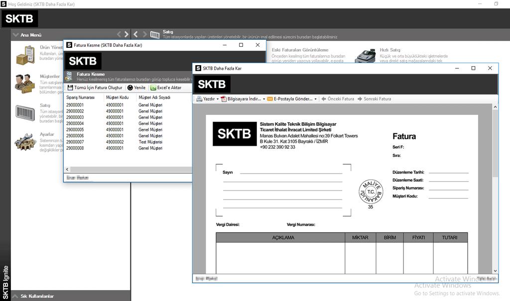 Toplu veya Tekli Fatura Yazdırma SKTB Barkod programı fatura yazmanız gerektiğinde firmanıza özel tasarlanmış şekilde yazıcı çıktısı üretebilmektedir.
