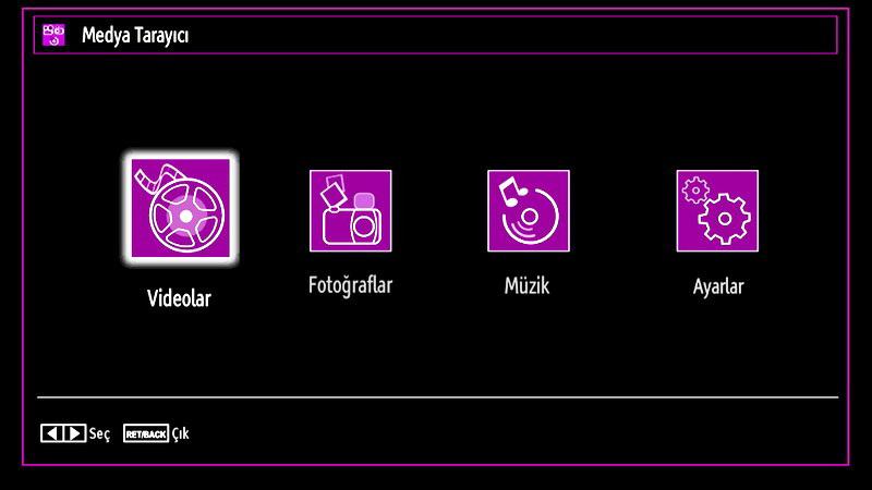 İleri ( tuş) : İleri sarar. Altyazı/Ses (DİL tuşu): Altyazıyı/Sesi ayarlar. Sarı: Alt yazı zaman düzeltme menüsünü açar. Bağlı bir USB bellekten müzik, resim ve video dosyalarını oynatabilirsiniz.