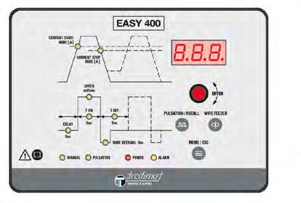 KULLANICI DOSTU EASY 400 CLASSIC modeline ait yeni geliştirilen dijital grafik panel ile 16 farklı kaynak programını minimum sürede kaydedebilir, kolay bir şekilde bu programları geri