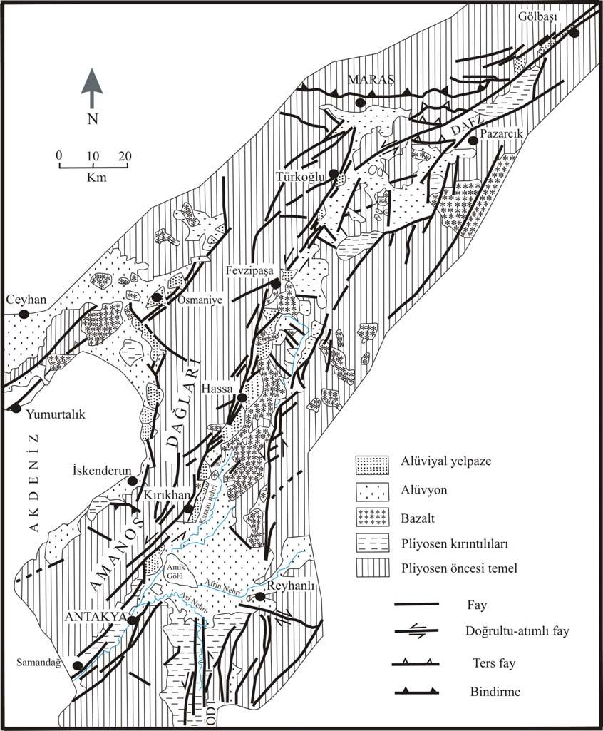 Şekil 4.26.Karasu rifti ve yakın civarının bölgesel jeoloji haritası (Rojay ve diğ.,2000).