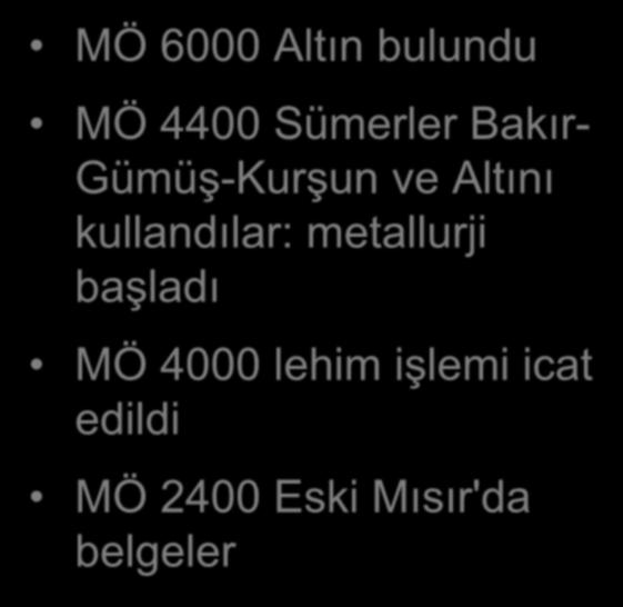 Sert Lehimleme MÖ 6000 Altın