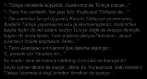 Kışlalı'nın Son Makalesi : KINIYORUM (3) Cumhuriyet, 22 Ekim 1999 ''- Türkçe ninnilerle büyüdük, dualarımız da Türkçe olacak...'' ''- Tanrı her yerdedir, her şeyi bilir. Kuşkusuz Türkçeyi de.