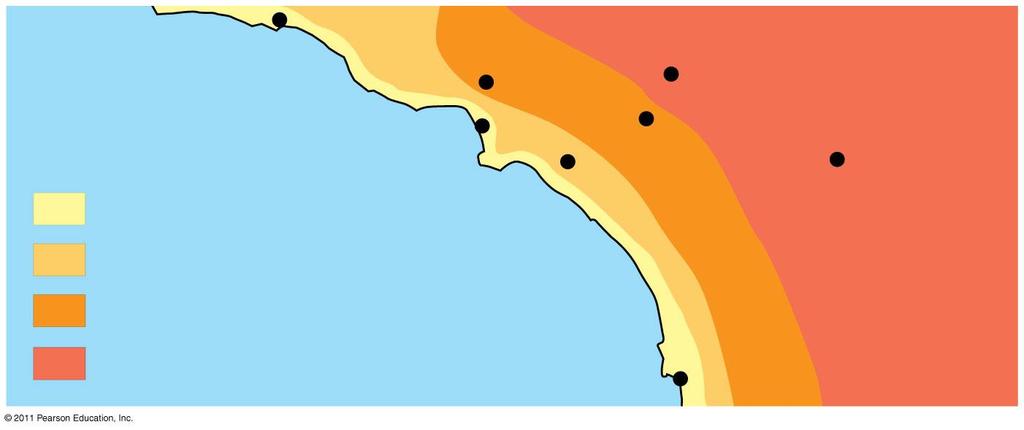 Deniz kıyılarında deniz suyunun hava sıcaklığını ılımanlaştırıcı etkisi Santa Barbara 73 Los Angeles (Airport) 75 70s ( F)