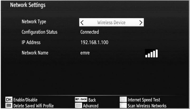 Configuring Wired Network Settings in Advanced Mode After pressing GREEN button, Advanced mode will be available. While in Advanced Mode, press RED button to edit settings.