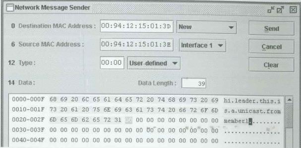 Hedef MAC Adres textbox ına <MAC Address of Leader> yazınız.