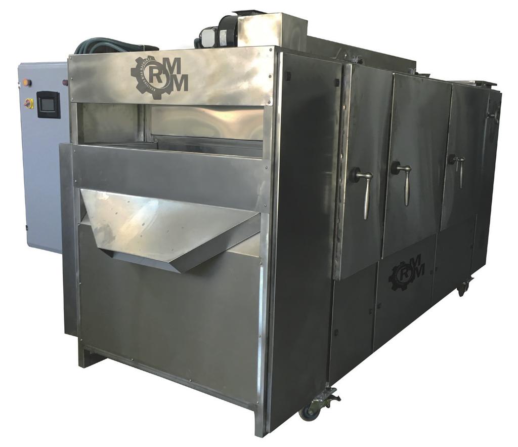 RMM 150 Paletli Kuruyemiş Kavurma Fırını RMM 150 Nuts Roastıng Oven 8 ÖZELLİKLER Uzunluk : 3350 mm Yükseklik : 1800 mm Genişlik : 2250 mm KAPASİTE Ayçiçeği : 150 kg/saat Fındık : 170 kg/saat Fıstık :