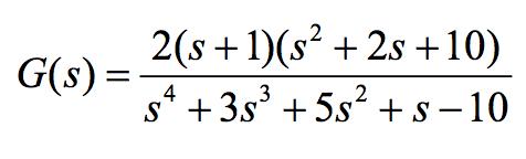 Örnekler: Transfer fonksiyonu tanımlanması ve analizini yapınız? Dikkat pay polinomunda çarpma işlemleri var.