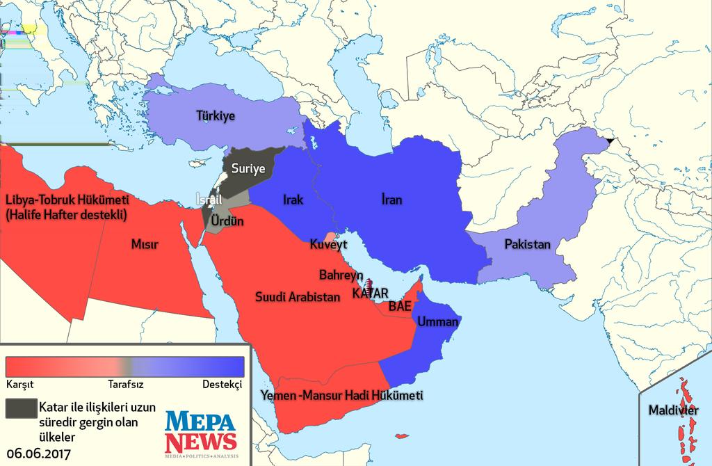 Suudi Arabistan Ülkenin resmi haber ajansı Katar ile ilişkilerin "terörizm ve aşırıcılığa karşı ulusal güvenliği koruma" amacıyla kesildiğini ifade etti.