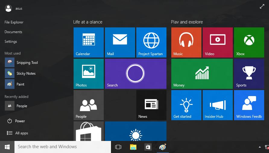 Windows 10 UI kullanımı Windows 10 Kullanıcı Arayüzü, sık kullanılan Başlat menüsünü ve kutulardan oluşan Başlangıç ekranını içerir.