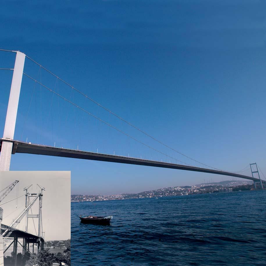 Boğaziçi Köprüsü Asya ve Avrupa kıtalarını karayolu ile ilk defa birbirine bağlayan Boğaziçi Köprüsü 39 ay gibi kısa bir sürede yapılmıştır.