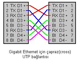 Gigabit Ethernet Yukar daki kablo bağlant lar 10BaseT ve 100BaseTX için yani 10Mbit ve 100Mbit ethernet için geçerlidir.