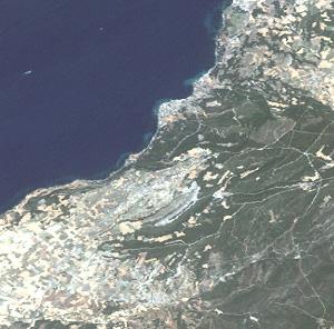 Çalışma kapsamında, yangın öncesine ait 25 Temmuz 2000 tarihli Landsat TM ve yangın sonrasına ait 15 Eylül 2008 tarihli ASTER görüntüleri kullanılmıştır (Şekil 2a,b).