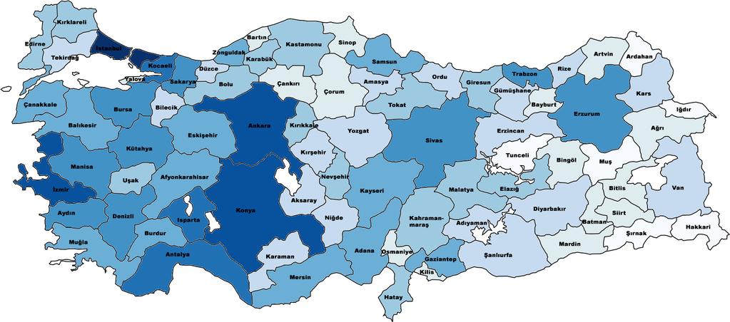 3 İllere Göre Kontenjan Değişimleri Kontenjan değişimleri il bazında incelendiğinde Açıköğretim programları hariç toplam kontenjan artışının en fazla olduğu ilk beş il sırasıyla: İstanbul (13.