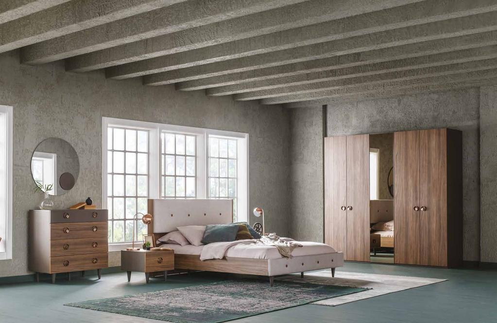 Çarpıcı Detaylar, Estetik Formlar ROSA YATAK ODASI; sade ve çağdaş bir dokuyu barındıran yapısı, estetik detayları ile yatak odanızda ferahlık veren bir atmosfer yaratıyor.
