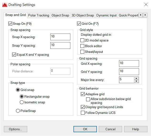 Grid ve Snap ölçüleri Grid ve Snap, çizimin doğruluğunu garanti etmede