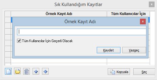 Örneğin düzenli olarak verilen hizmetler için kesilen faturalar varsa, ya da aynı koşulları içeren periyodik satışlar sözkonusu ise örnek kayıt kullanımı aynı bilgilerin tekrar girilmesine gerek