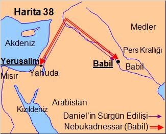 Daha sonra Nebukadnessar tapınaktaki altın kapların yanı sıra aralarında Daniel ve arkadaşlarının da bulunduğu Yahuda nın soylu gençlerini Babil e götürür. 2.Krallar 24; 2.