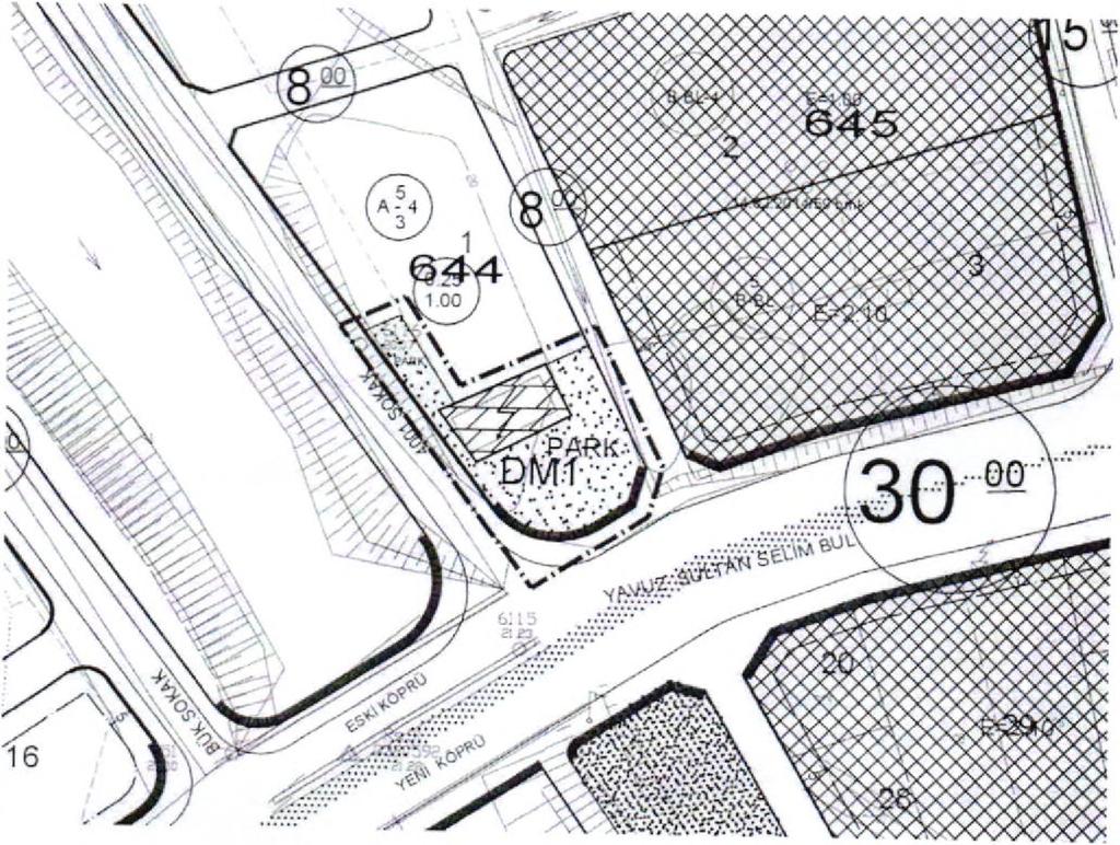 Söz konusu trafo alanı için 032-C-12-D-1-C paftasında yer alan 644 nolu ada 1 nolu parselin güneyindeki park alanı kuzeyinde DM1 nolu trafo alanı (B)