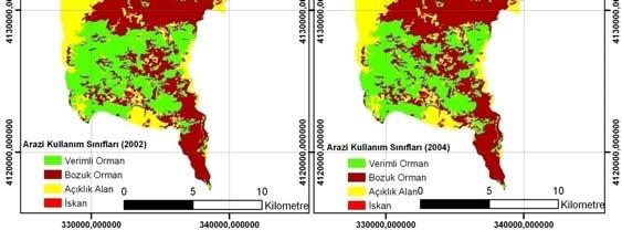 !! Geçmişte yapılan uygulamalar ve orman üzerindeki olumsuz insan etkileri 1984-2004 verimli ormanların % 20.2 den, % 22.