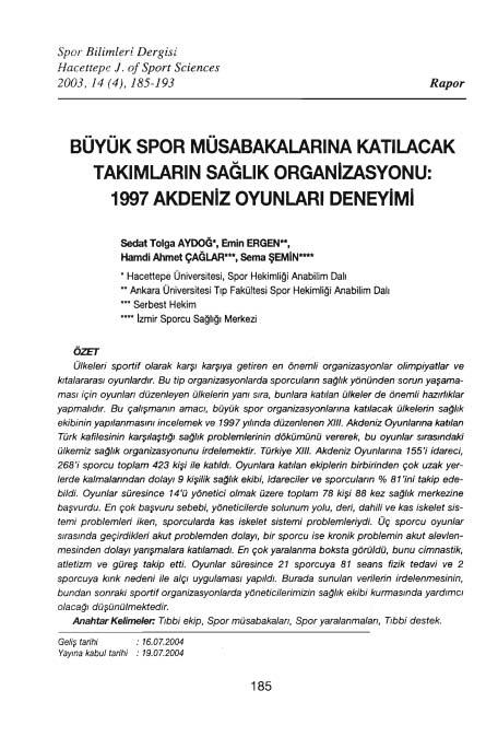 Spor Bilimleri Dergisi Hacettepe 1.