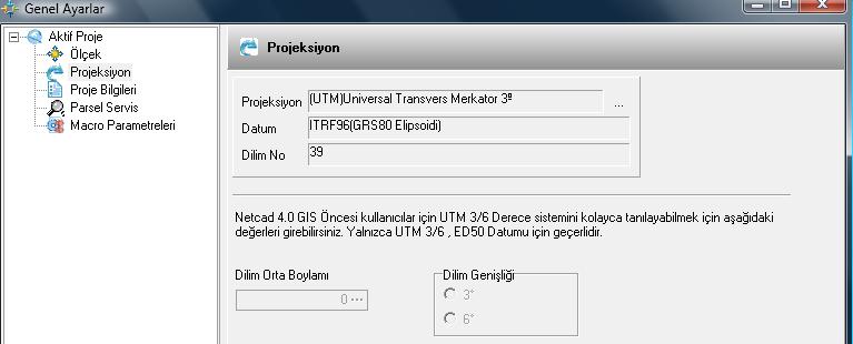 Aynı projeye UTM Universal Transvers Merkator 6 0 eklenir ise ya da herhangi bir kestirim diliminde bir proje eklenirse aşağıda ki gibi bir sorgu ekranı gelecektir.