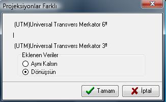 Dönüşsün dediğimiz zaman Netcadde otomatik olarak projeksiyon dönüşümü yapılır ve görüntülenir.