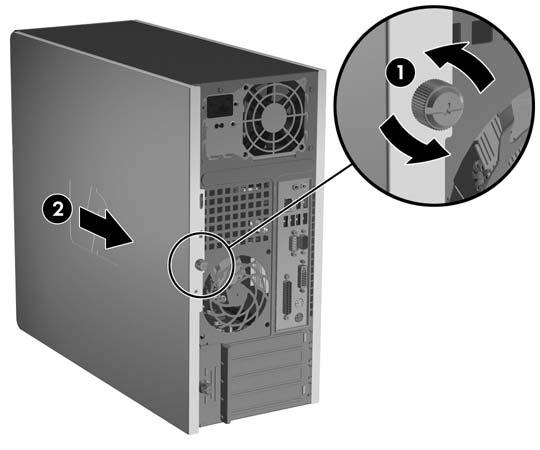 Bilgisayar Erişim Panelini Çıkarma 1. Bilgisayarın açılmasını önleyen güvenlik aygıtlarını çıkarın/devre dışı bırakın. 2. Disket veya CD gibi çıkarılabilir ortamları bilgisayardan çıkarın. 3.