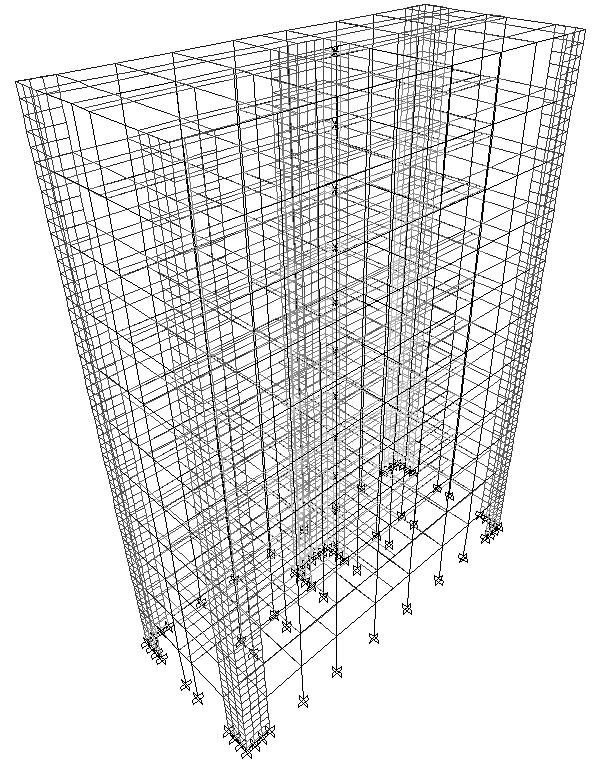 5.3.2 B Binası modelleri 5.3.2.1 B Binası nın dolgu duvarsız perde çerçevelerden oluşan modeli Modelin üç boyutlu görünüşü Şekil 5.