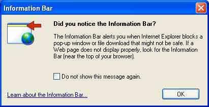 Information Bar mesajı görünürse, OK yi tıklayın.