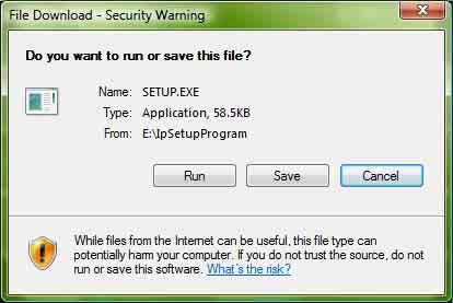 Windows Vista Kullanırken Yazılım kurulumu Aktif içeriklere ilişkin bir uyarı mesajı, CD den IP Setup Program gibi yazılım kurulurken görünebilir.