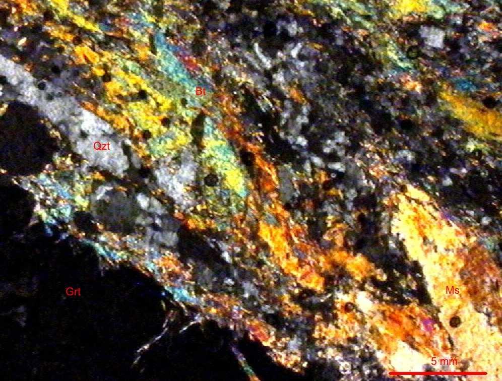 (lifsi), apatit, klorit ve opak minerallerinden oluşmaktadır (Şekil 3.12). Şekil 3.12. Sillimanit, biyotit gnaysın (MB117) 1. ve 2.