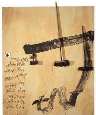 45 Çalışmalarında kum, mermer tozu, saman, kumaş, çeşitli ipler gibi değişik nesneler kullanarak duvar resmi etkisi yaratan kolajlar oluşturan Taşist ressam Antoni Tàpies ise doku etkisiyle