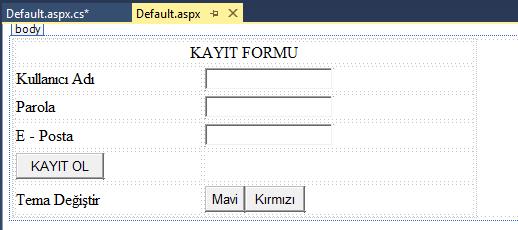 ÖRNEK1 Sayfa eklenen MAVİ ve KIRMIZI butonlarına basıldığında sayfanın