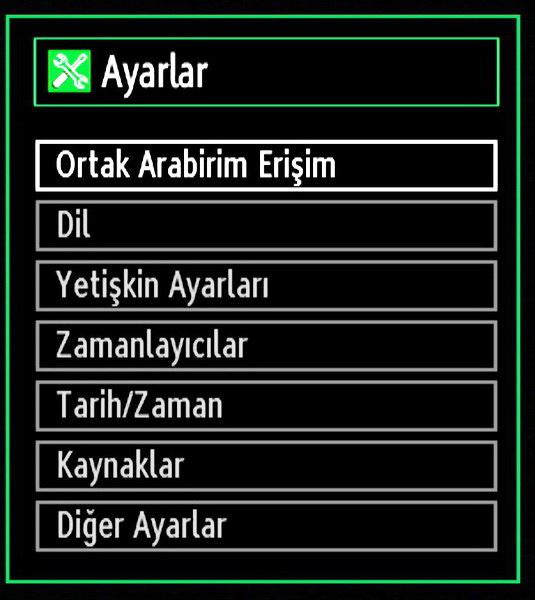 Bir öğe ayarlamak için veya tuşunu kullanınız Çıkmak için MENU tuşuna basınız. Ses Ayarları Menü Öğeleri Ses seviyesi: Ses seviyesini ayarlar.