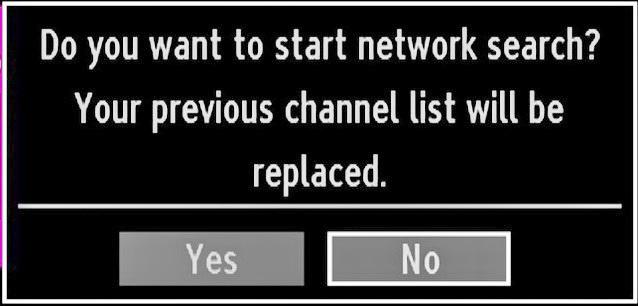 Network Channel Scan Select Network Channel Scan from the installation menu by using or and OK buttons. Network Channel Scan selection screen will be displayed.