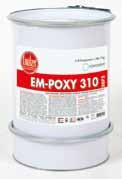 Em-Poxy 310 Tamir ve Yapıştırma Harcı 2072 Epoksi Esaslı, İki Bileşenli Dolgu ve Montaj Harcı Bayındırlık Bakanlığı Poz No: 04.626/7E Korozyona, aşınmaya ve kimyasallara karşı son derece dayanıklıdır.