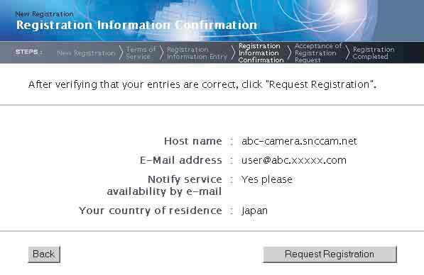 [Your country of residence] Ülkenizi ya da bölgenizi seçin. 9 Girilen kayıt bilgilerini doğrulayın, ardından Request Registration ı tıklayın.