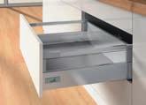 InnoTech Atira çift yanaklı çelik çekmece sistemi Bordürlü mutfak çekmecesi, yükseklik 144 / 176 mm Elektrostatik toz boyalı çelik, gümüş grisi Aşağıdaki komponentlerden oluşan InnoTech Atira
